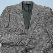 BROOKS BROTHERS 100 CAMEL HAIR Mens 42 Gray/Black Houndstooth Button Blazer
