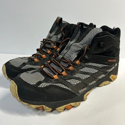 Merrell Moab FST Mid Waterproof Hiking Boots Black Orange Mens 10.5 J35747