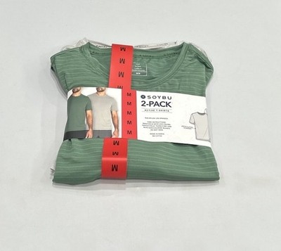 Soybu Men's 2-pack 4-Way Stretch Moisture Wicking Active Tee, Green/Gray, Size M