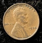 1936 Lincoln Cent 1c BN DDO obverse FS-102 with peg leg R