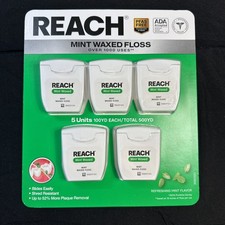 5 Packs Reach Mint Waxed Dental Floss 100 yd Each 500 yd Total New Free Shipping