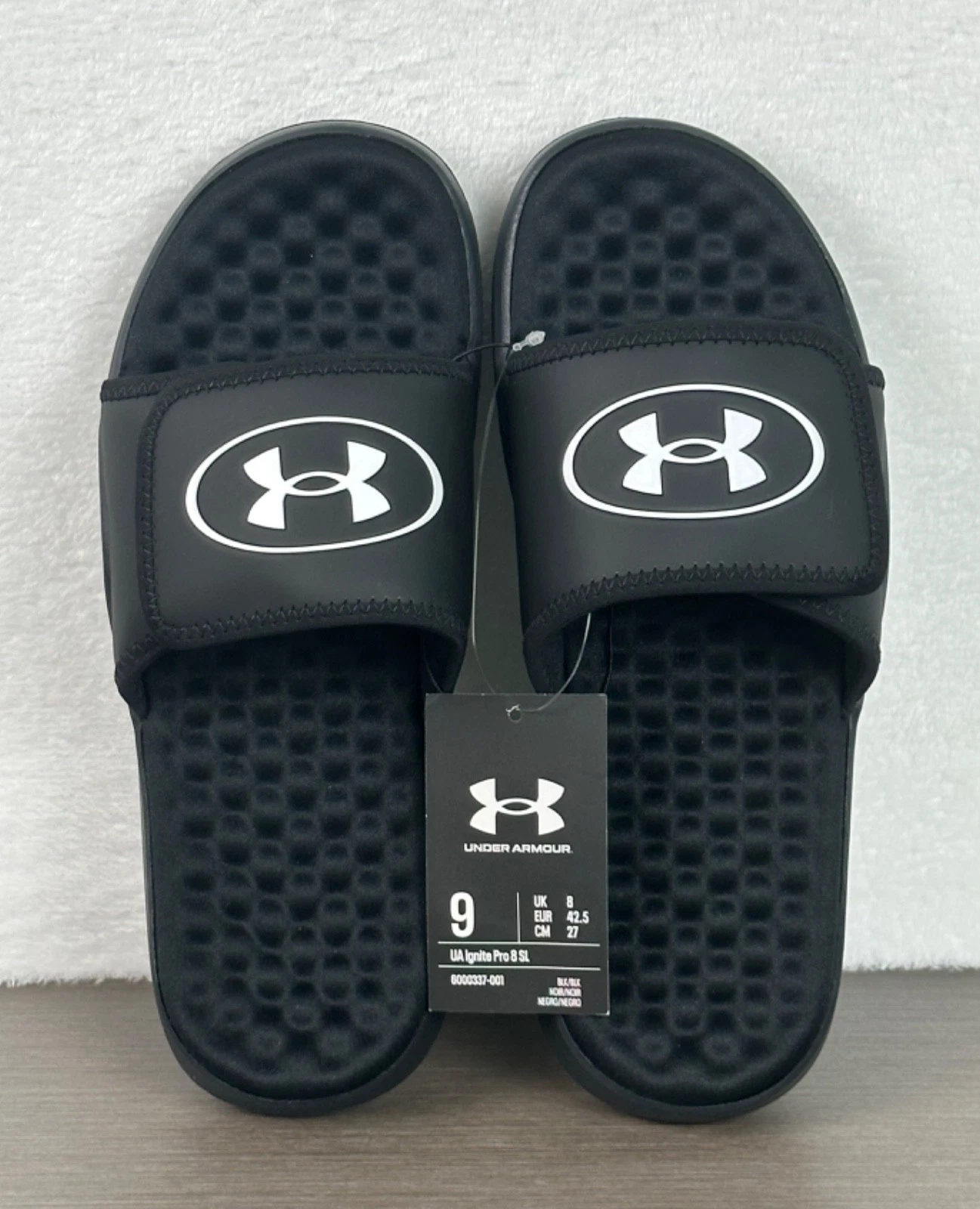 Under Armour Men's Black / White Ignite Pro 8 Slide Size 9 New With Tag