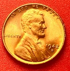1942-D Lincoln Wheat Cent Penny GEM RED BU From an Original Bank Roll