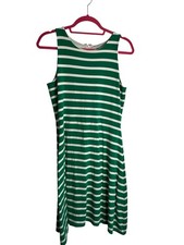Ann Taylor Women’s 8 Sleeveless Knee Length Dress Green White Striped 1951