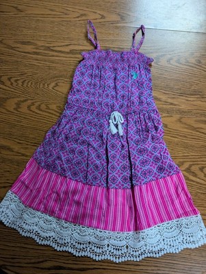 U.S. Polo Assn. Girls' Smocked Patterned Sundress Boho, Peasant, Cottagecore