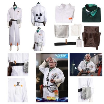 Back to the Future:Dr Emmett Brown Cosplay Costume Halloween Men white uniform