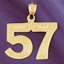 Number 57 Charm Pendant 14k Gold 2.2 Grams