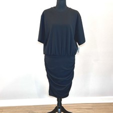 Abercrombie & Fitch Ruched Mini Dress Black Size LT Bodycon Lined Minimalist