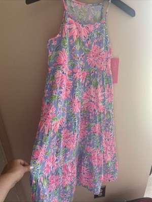 Lilly Pulitzer NWT Girls Harleigh Maxi Dress Tiered Blue Peri Sunrise Bay S 4 5