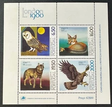 PORTUGAL   1465a  Lovely Mint NEVER Hinged Sheet Of 4  OWLS