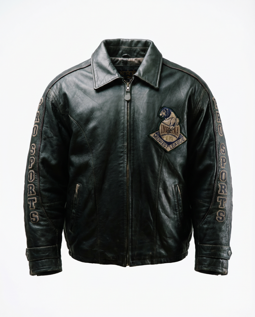 Avirex Vintage 1990s Varsity Leather Bomber Jacket Petrol Green