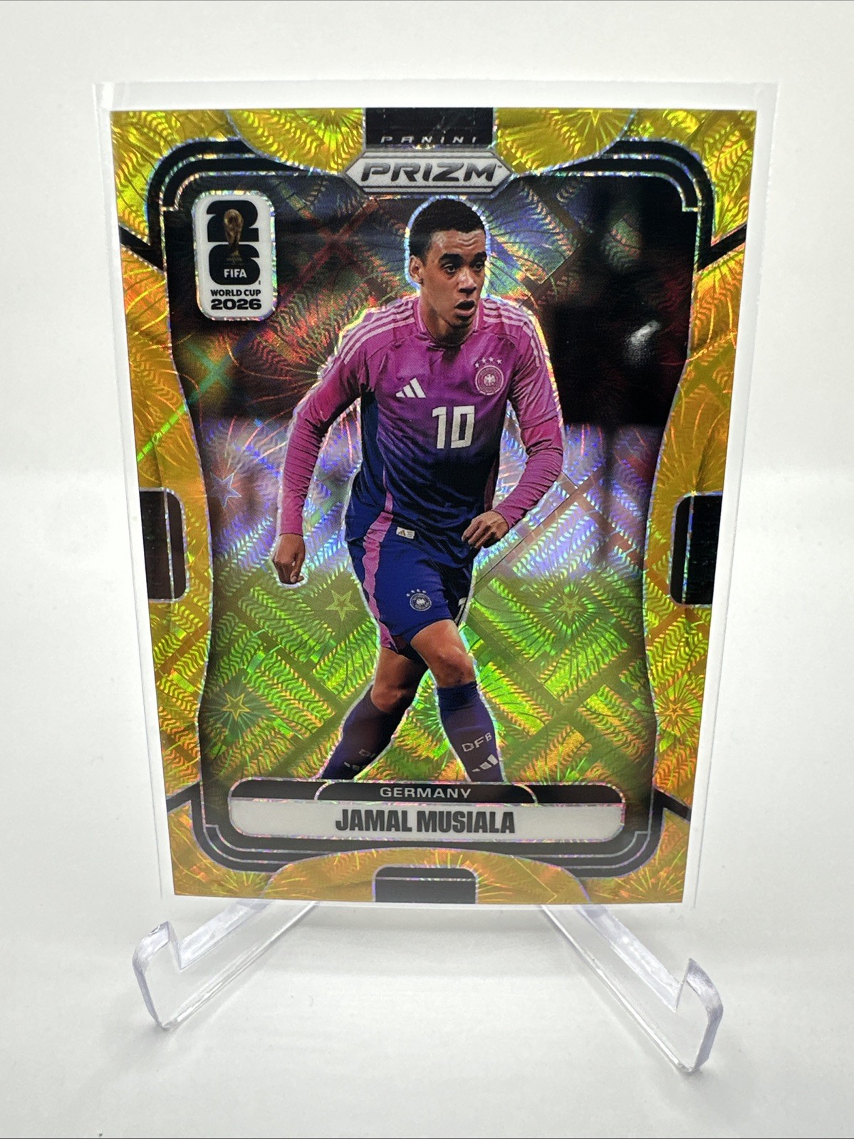 Jamal Musiala 2026 Panini Prizm World Cup Gold Celestial Prizm #’d /10! Germany view 2