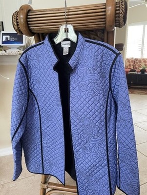 Chico's Periwinkle Blue/Light Purple Quilted Jacket Size 2 Beautiful Lightweight