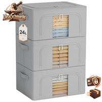 Kleideraufbewahrung Aufbewahrungsboxen Metallrahmen 3X24L Grau Organizer 3 StüCk