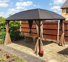 Large Garden Gazebo Aluminium Patio Structure Heavy Duty Roof Canopy Sun Shelter