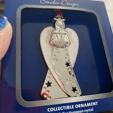New Regent Square Christmas Silver Angel Collectible Ornament Fine Crystal2025