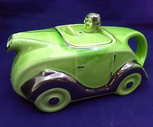 Art Deco Sadler Pottery Racing Car Tea Pot with Green Glaze OKT42 No. 820236.