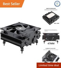 X47 Black Low Profile CPU Cooler with 92mm PWM Fan for Intel  AMD Systems