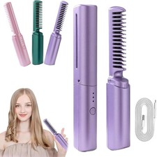 Rechargeable Mini Hair Straightener and Curler, 2 in 1 Anti-Scald Straightener