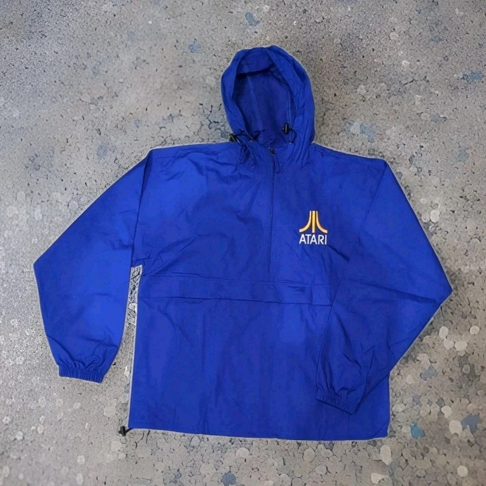 CHAQUETA PROMOCIONAL VINTAGE LOOK ATARI 2600 TALLA ADULTO GRANDE L AZUL REAL COMO NUEVA Foto 3 de 4