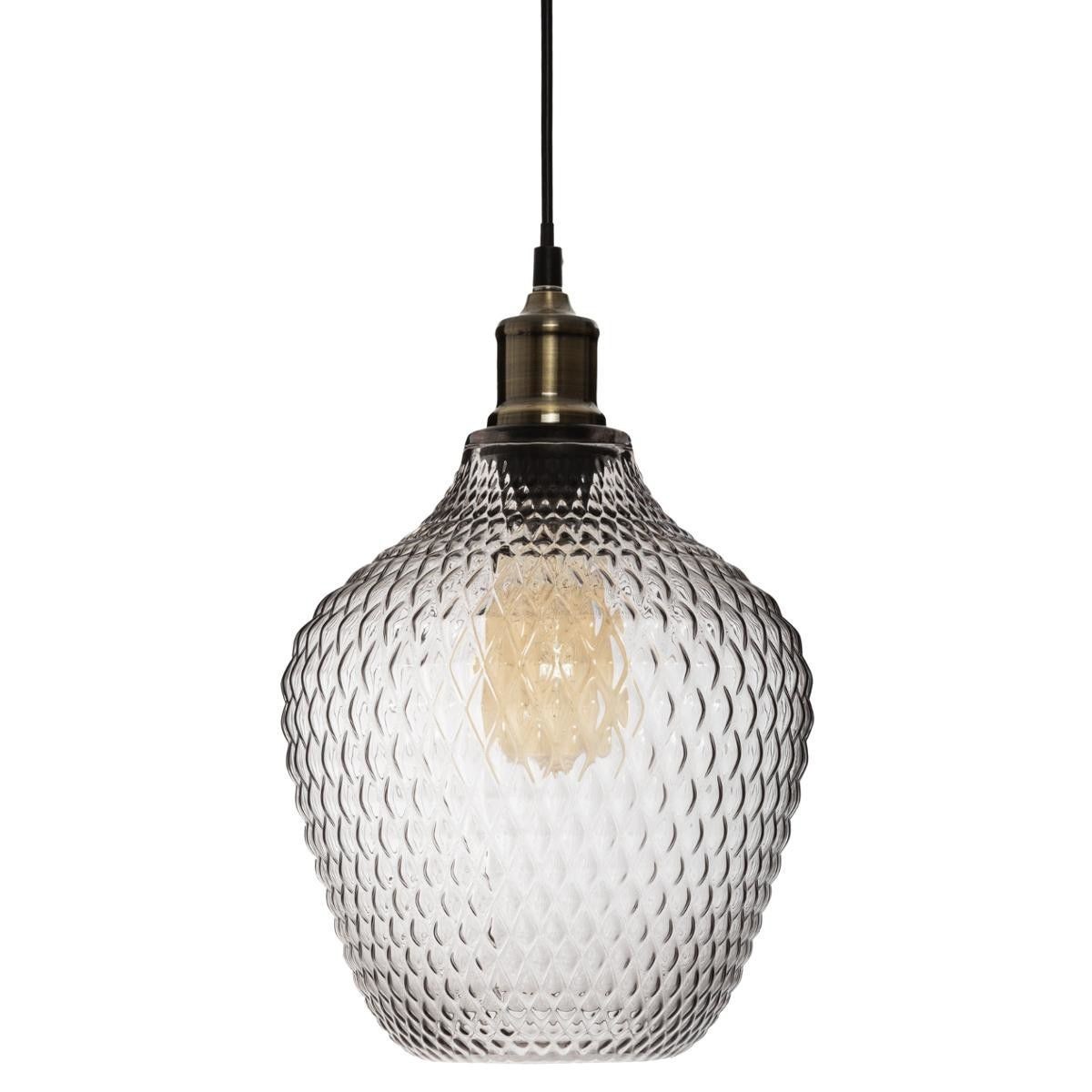 Suspension verre fumé Omaha 25cm gris pour supprimer l'éblouissement des ampoules