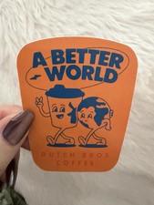 Dutch Bros Coffee  A Better World  Sticker Decal, Orange  Blue