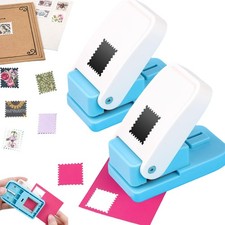 2 Pcs Stamp Punches, Rectangular Embossed Edge 2 Black Punch