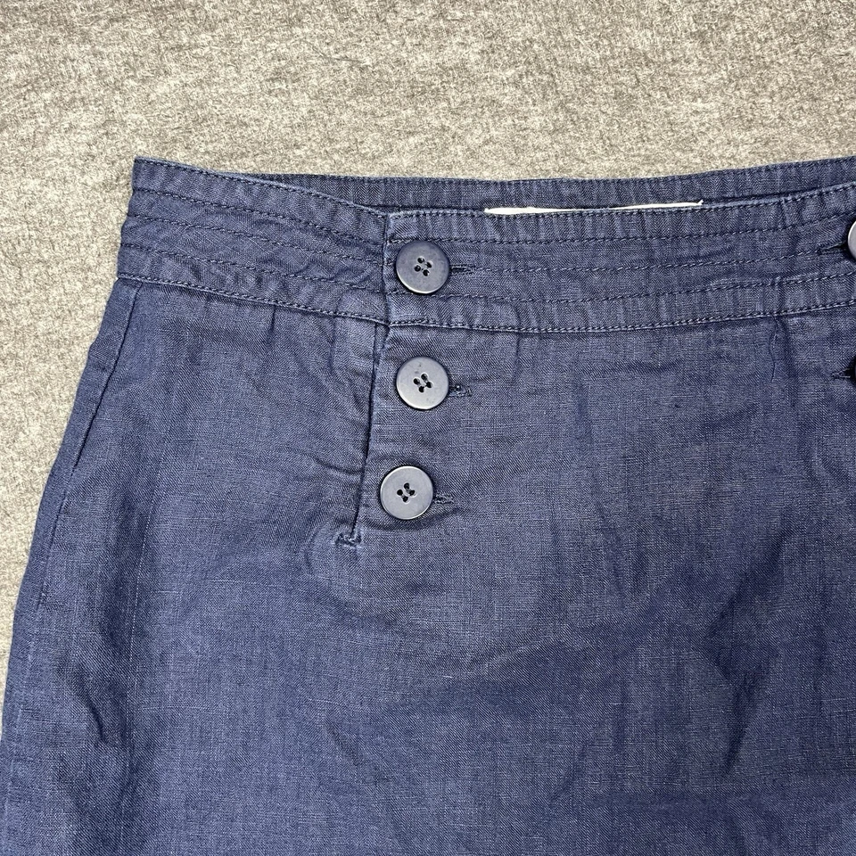 Minifalda Max Studio de lino para mujer 4 azul marino con botones delanteros marinero preppy Foto 4 de 4