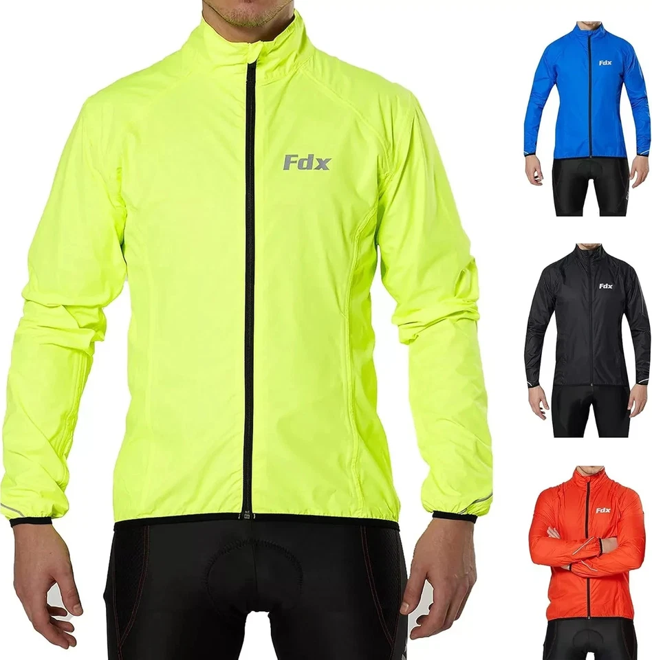Mens Cycling Rain Jacket Waterproof High Visibility Running Top Rain Coat - Image 2 of 4