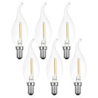 6 X Led Filament WindstoßKerze 1W Fast 15W E14 Klar Retro Leuchtmittel Warmweiß