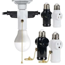 E27 E26 Light Socket to Plug Adapter 2/3 Prong Light Bulb Outlet Socket Adapter