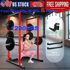 1200LBS Adjustable Squat Rack Stand Power Rack Power Cage for Home Gym Fit Red