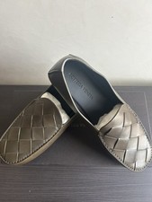 BOTTEGA VENETA khaki green intrecciato woven leather loafers US 7 EU41 NWT