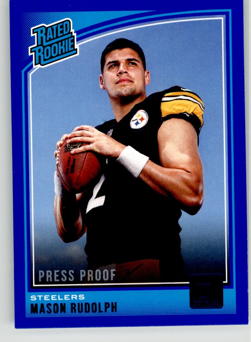 Mason Rudolph 2018 Donruss Press Proof Blue 305 Pittsburgh Steelers Rookie