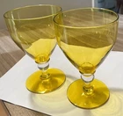 Pair of Steuben Bristol Yellow Gold Cups