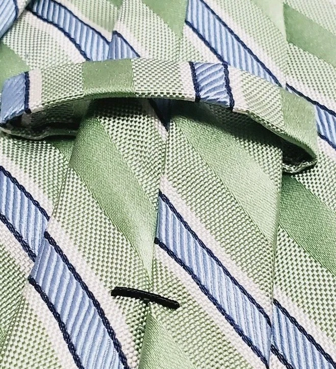 Corbata Daniel Cremieux patrón de rayas verdes y azules para hombre corbata de seda Foto 3 de 4