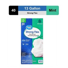 Tall Kitchen Trash Bags 13 Gallon Mint Scent 40 Count Drawstring Strong Leak