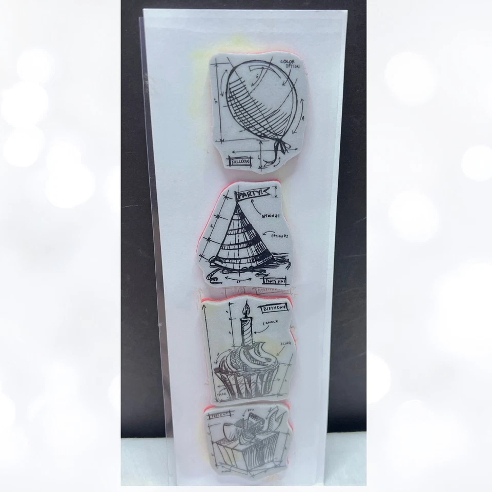 Лот анонимных резиновых штампов Tim Holtz РОЖДЕСТВО ДЕНЬ РОЖДЕНИЯ чертежные штампы - Изображение 3 из 4