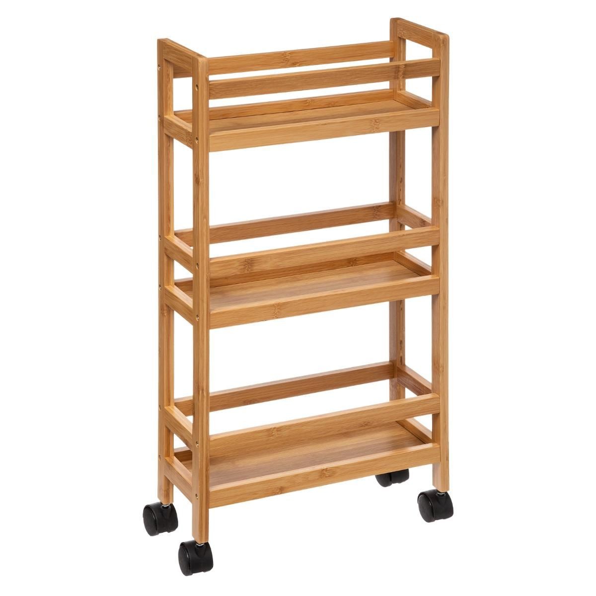 Desserte de salle de bain en bambou 3 niveaux hauteur 74cm coloris naturel