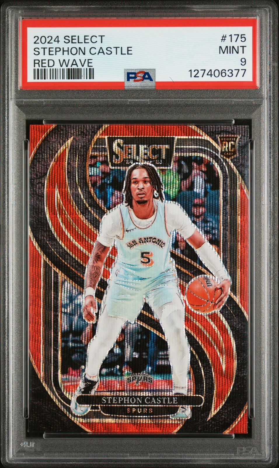 2024 Panini Select #175 Stephon Castle Red Wave PSA 9