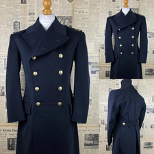 Navy Blue Men's Overcoats Double Breasted Casual Wool Warm Outdoor Long Jacket