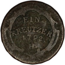 AUSTRIAN STATES (FURTHER AUSTRIA) coin 1 Kreuzer 1792 H