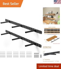2 Pack Metal Floating Shelf Brackets: Strong, Invisible, Stylish - 34" x 6"
