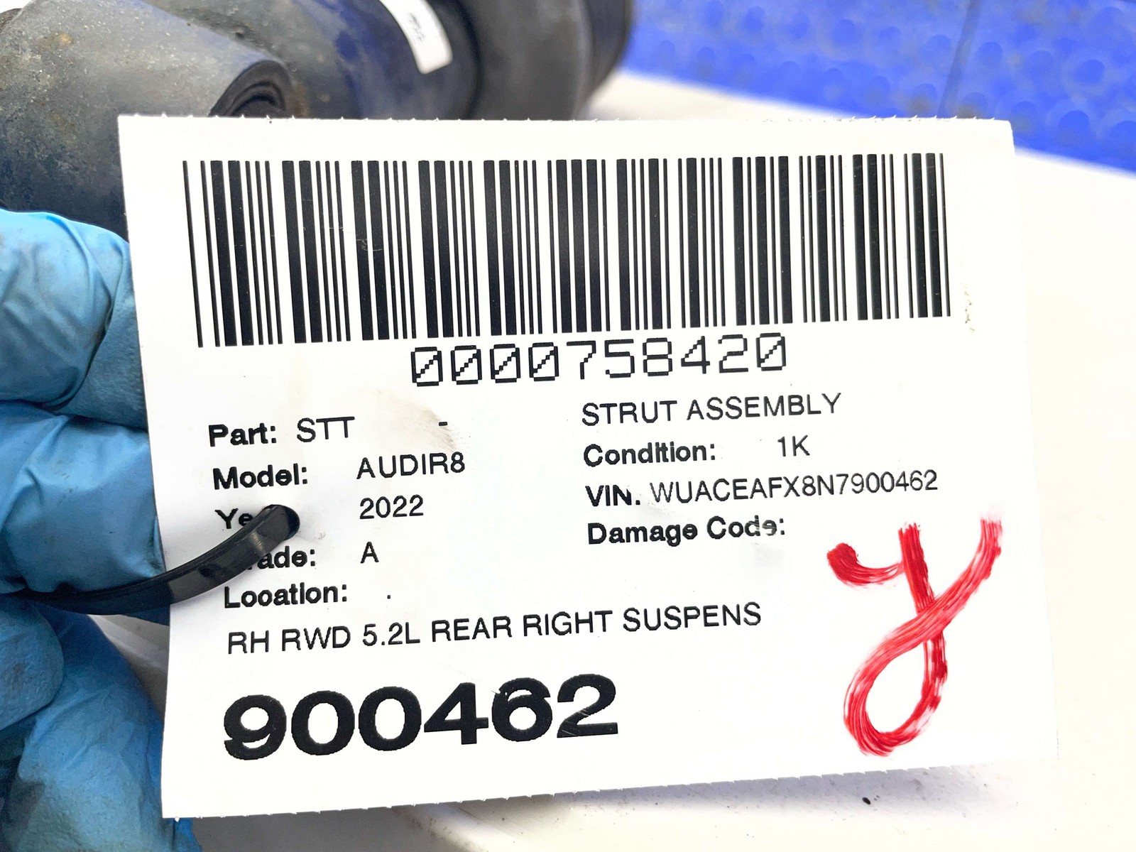 2017-2023 AUDI R8 V10 4S RWD 5.2L REAR RIGHT SUSPENSION STRUT ASSEMBLY