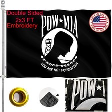 ZEKVY Embroidered Pow Flag 2x3 Outdoor Made in USA - Double Sided Heavy Duty Viv