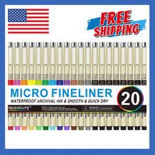 Micro Fineliner Drawing Pens 20 Set 12 Colored 8 Black Artist Art Supplies Ad