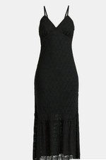 Black Lace Midi Dress Strappy Sleeveless V-Neck Party Cocktail Summer