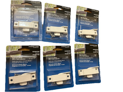 Prime-Line : White Sash Lock , New Lot Of 6 Packages Sealed