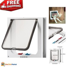 Weatherproof 4-Way Locking Cat Door - Outer Size 9.9" x 9.2" for Easy Access