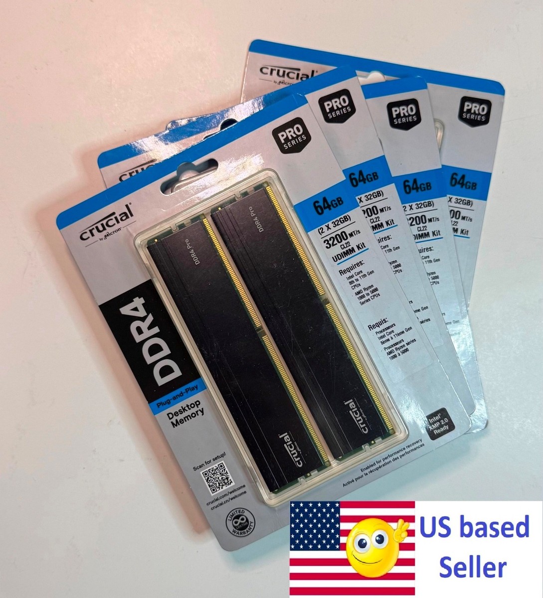 Crucial Pro 64GB (2 x 32GB) PC4-25600 DDR4-3200 Memory